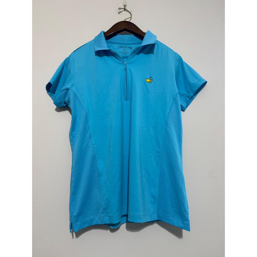 Magnolia Lane Tech Masters Golf Polo Womens Large Blue Quarter Zip ML14P118-430